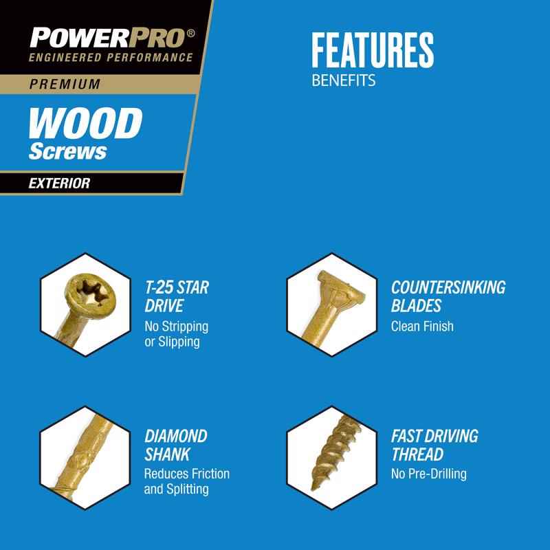 HILLMAN Power Pro No. 10 Ga. X 3-1/2 in. L Bronze Star Flat Head Premium Deck Screws 1 lb 55 pk - Image 4