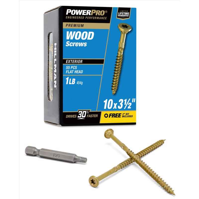 Hillman Power Pro Star Flat Head Ceramic Coated Steel Premium Deck Screws No. 10 x 3-1/2 L in.