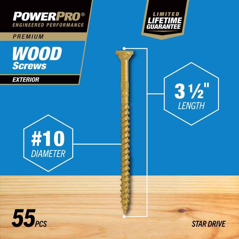 Hillman Power Pro Star Flat Head Ceramic Coated Steel Premium Deck Screws No. 10 x 3-1/2 L in. - Image 3