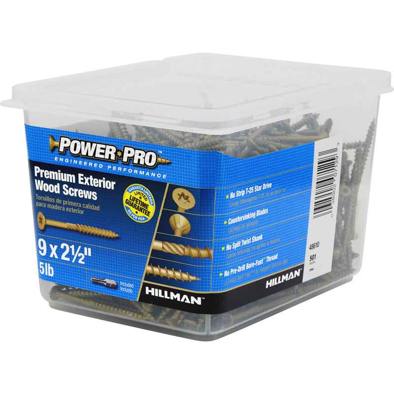 HILLMAN Power Pro No. 9 in. X 2-1/2 in. L Bronze Star Flat Head Premium Deck Screws 5 lb 443 pk - Image 5