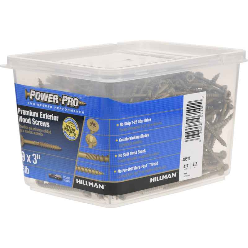 HILLMAN Power Pro No. 9 in. X 3 in. L Bronze Star Flat Head Premium Deck Screws 5 lb 373 pk - Image 5