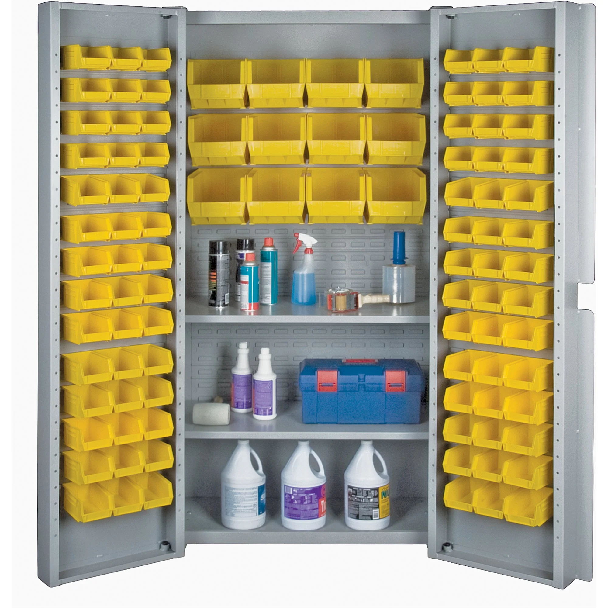 Deep Door Combination Bin Cabinets, 38" W x 24" D x 72" H, Grey