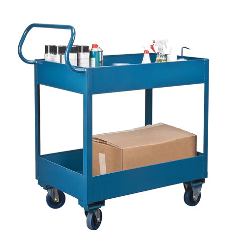 Deep Lipped Service Cart, 2 Tiers, 24" W x 47" H x 36" D, 1200 lbs. Capacity - Image 2