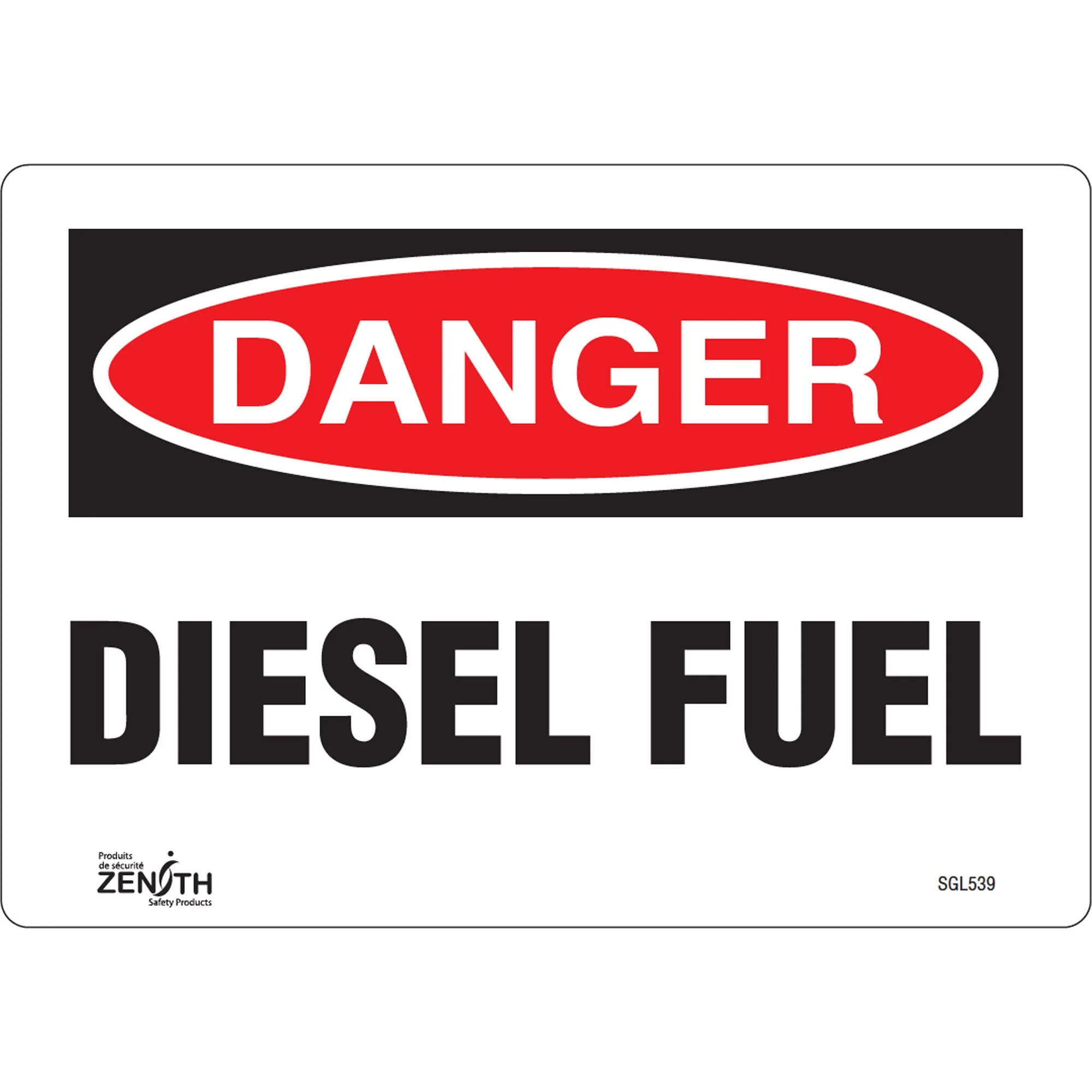"Diesel Fuel" Sign, 7" x 10", Vinyl, English