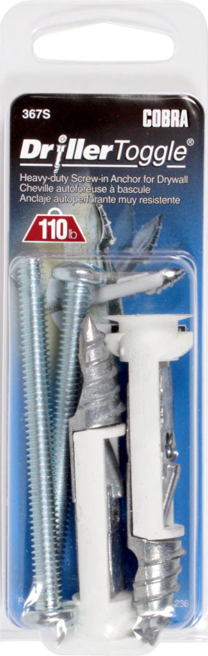 1/4"x3" DrillerToggle Wall Anchor w/ Bolts (2 Pack)