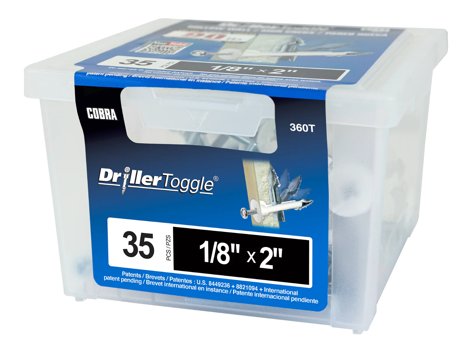 1/8"x2" DrillerToggle Wall Anchor w/ Bolts (35/Box)