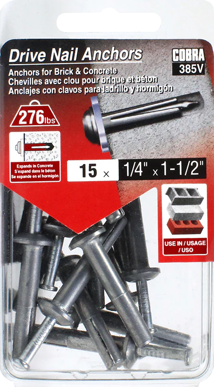 1/4"x1-1/2" Drive Nail Anchors (15 Pack)