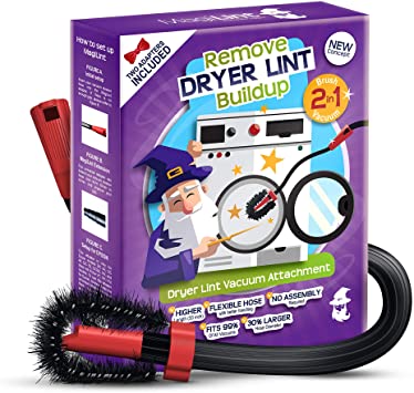 Dryer Vent Cleaner Kit - 2 in 1 Brush and Vacuum Attachment for Cleaning Dryer Lint Trap - Universal Flexible Crevice Tool for Clean Under the Refrigerator - Universal Hose Adapter Cleaner