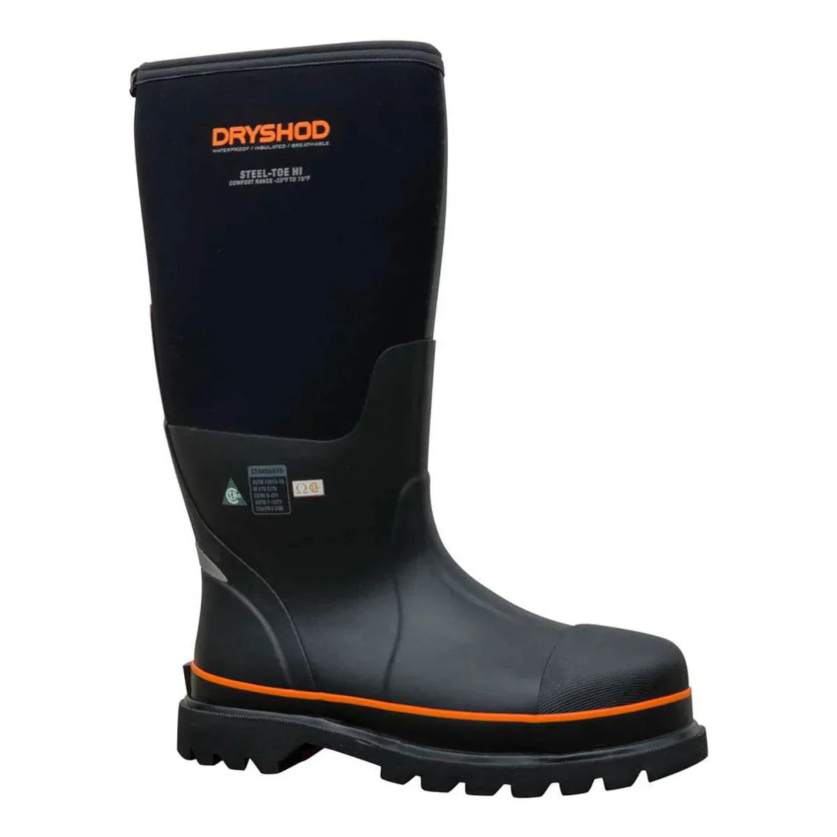 Dryshod Unisex Steel-Toe CSA High Black/Orange - Image 2