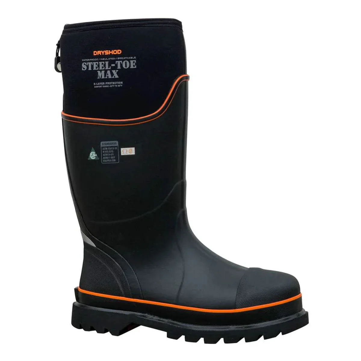 Dryshod Unisex Steel-Toe Max CSA High Black/Orange - Image 2