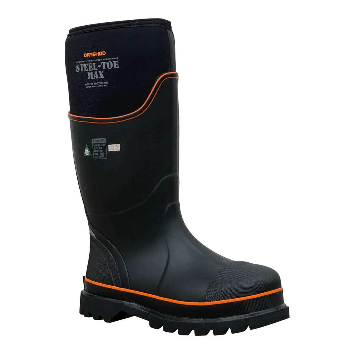 Dryshod Unisex Steel-Toe Max CSA High Black/Orange - Image 3