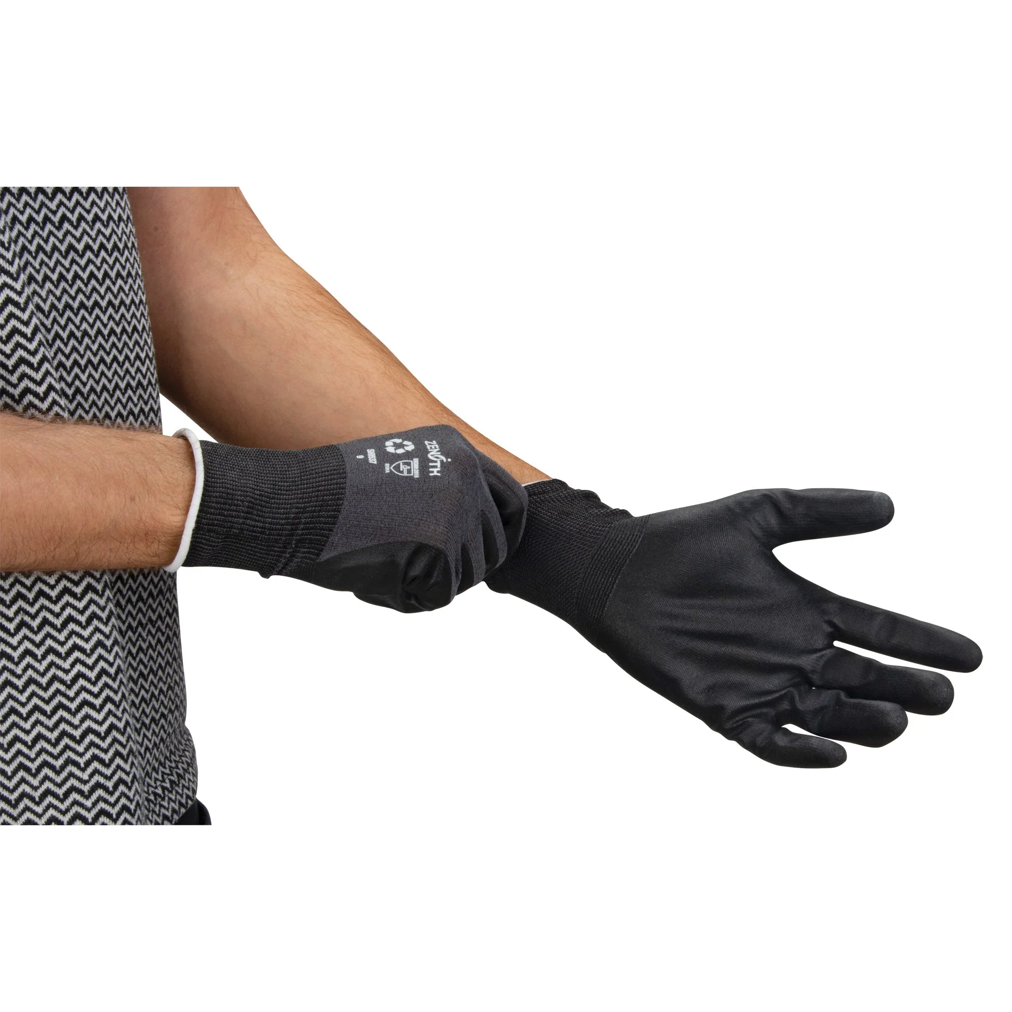 Eco-Friendly Breathable Coated Gloves, 10, Foam Nitrile Coating, 21 Gauge, Nylon/RPET Shell - Image 2