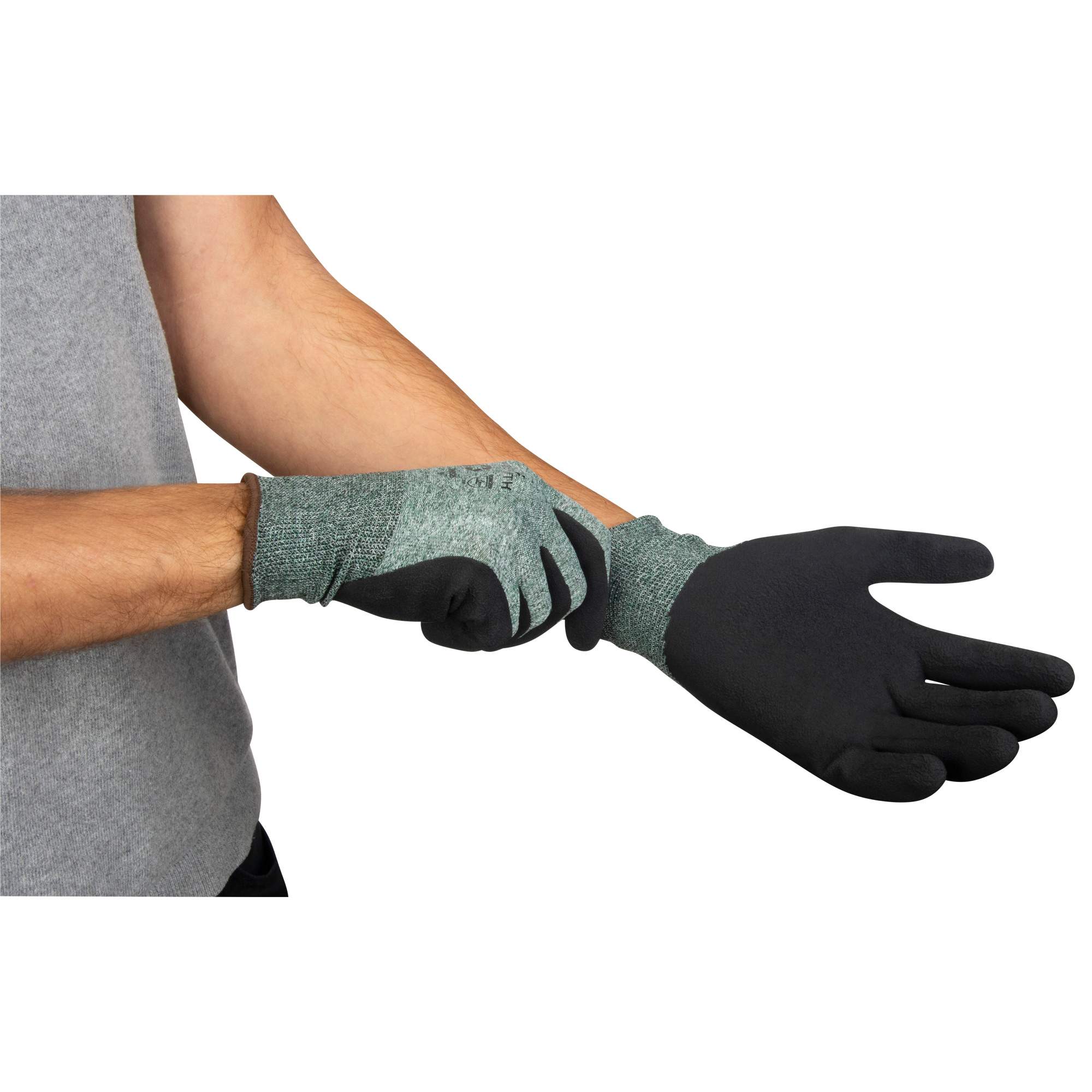 Eco-Friendly Crinkle Grip Coated Gloves, 7, Foam Latex Coating, 15 Gauge, Nylon/RPET Shell - Image 2
