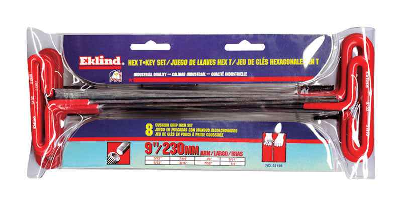 Eklind 3/32 to 1/4 in. SAE T-Handle Hex Key Set 8 pc - Image 2