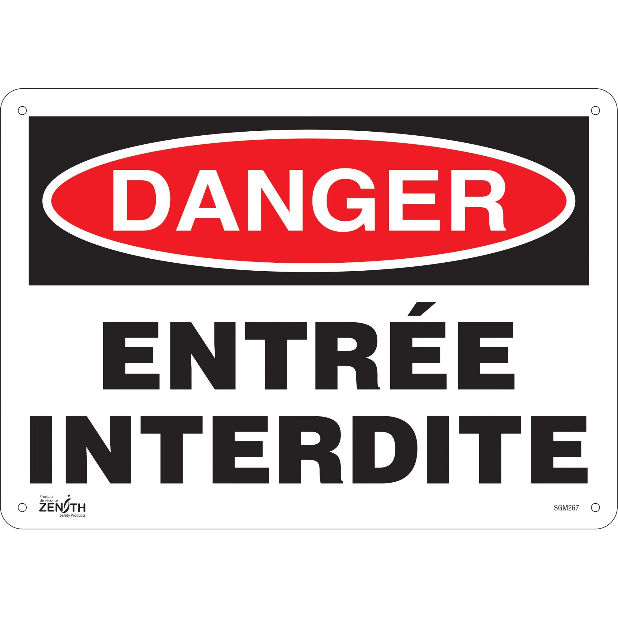"Entrée Interdite" Sign, 10" x 14", Plastic, French