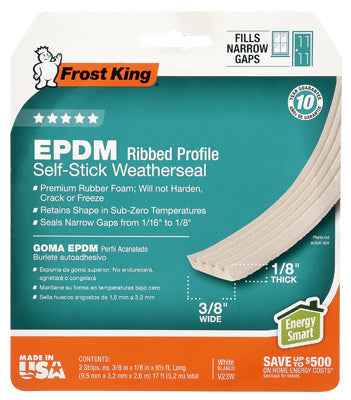 Frost King White EPDM Rubber Foam Weather Seal For Doors and Windows 17 ft. L X 0.13 in. - Image 2