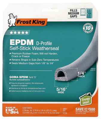 Frost King Gray EPDM Rubber Foam Weather Seal For Doors and Windows 17 ft. L X 0.25 in. - Image 2