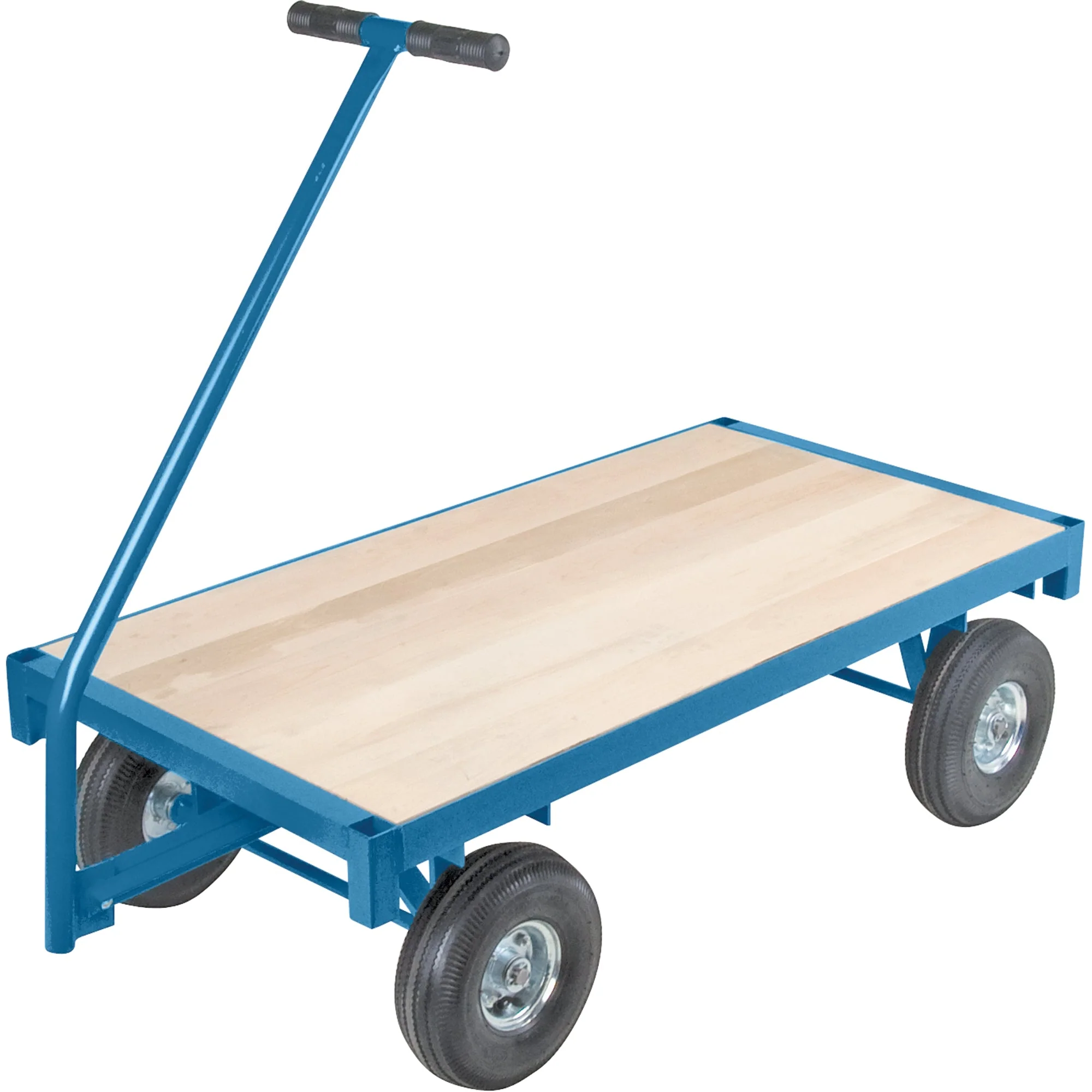 Ergonomic Platform Wagon Trucks, 30" W x 60" L, 45" Handle, 1000 lbs. Capacity, 10" Wheel Dia., Pneumatic Wheels