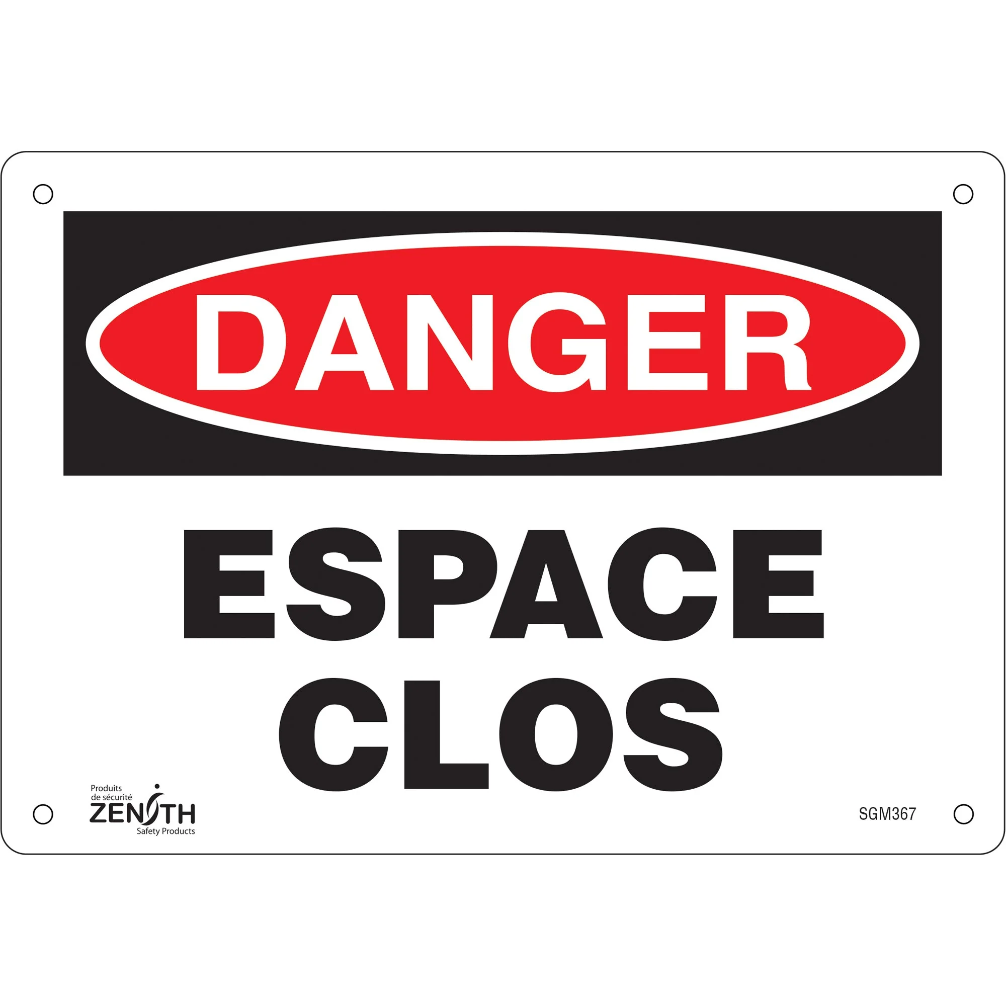 "Espace Clos" Sign, 7" x 10", Aluminum, French