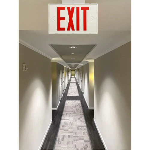 Exit Sign, LED, Battery Operated/Hardwired, 12-1/5" L x 7-1/2" W, English - Image 3