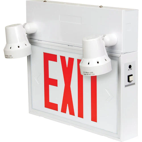 Exit Sign with Security Lights, LED, Battery Operated/Hardwired, 12-1/10" L x 11" W, English - Image 2