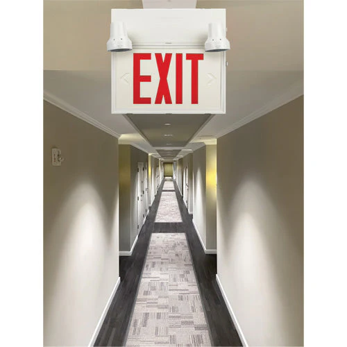 Exit Sign with Security Lights, LED, Battery Operated/Hardwired, 12-1/10" L x 11" W, English - Image 5