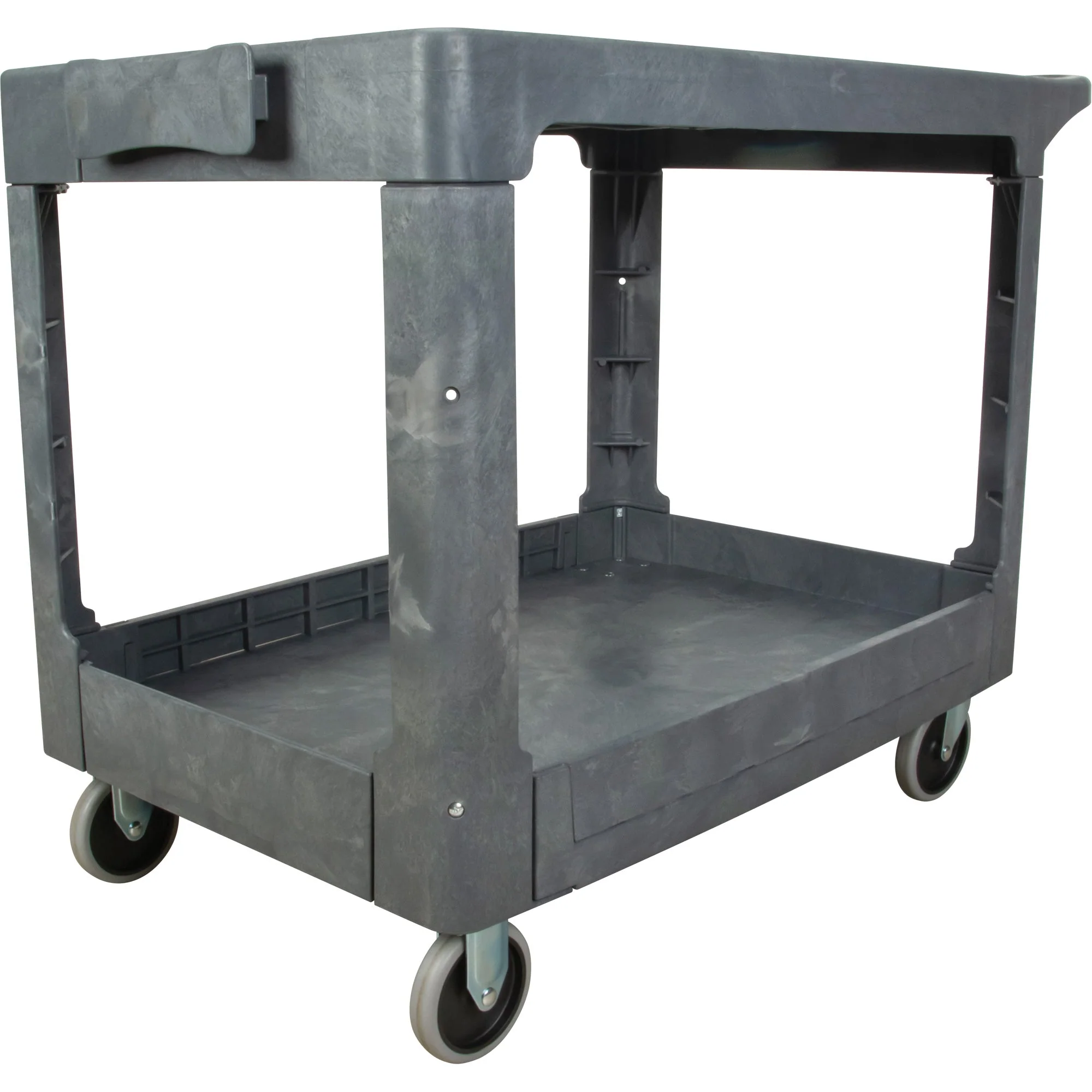 Flat-Shelf Utility Service Cart, 2 Tiers, 25-1/4" x 32-1/4" x 44", 550 lbs. Capacity - Image 6