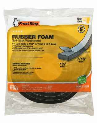 Frost King Black Rubber Foam Weather Seal For Doors and Windows 10 ft. L X 0.44 in. - Image 2
