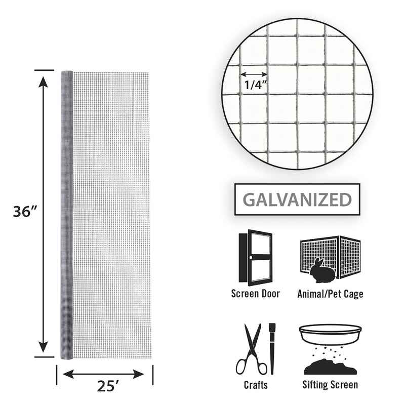 Garden Craft 36 in. H X 25 ft. L Galvanized Steel Hardware Cloth 1/4 in. - Image 2