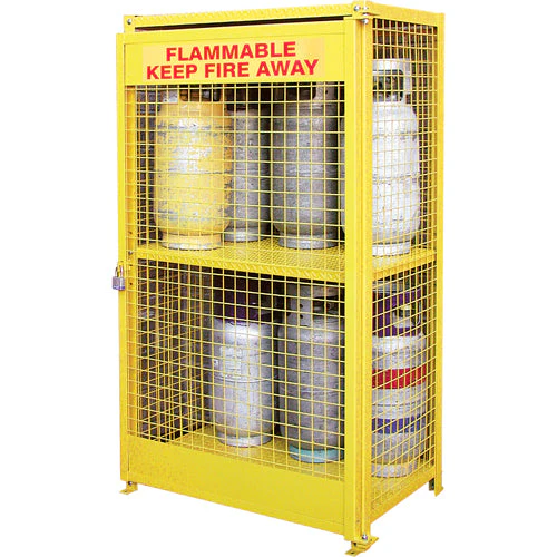 Gas Cylinder Cabinets, 12 Cylinder Capacity, 44" W x 30" D x 74" H, Yellow - Image 2