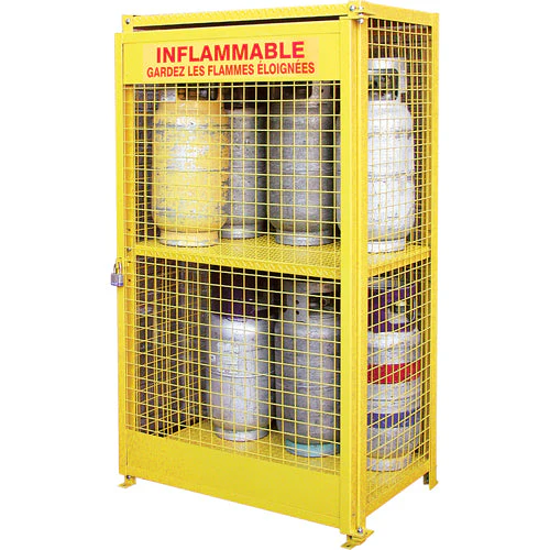 Gas Cylinder Cabinets, 12 Cylinder Capacity, 44" W x 30" D x 74" H, Yellow - Image 3