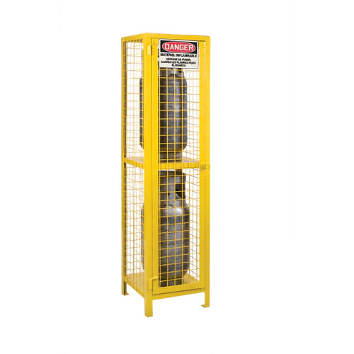 Gas Cylinder Cabinets, 2 Cylinder Capacity, 17" W x 17" D x 69" H, Yellow - Image 2