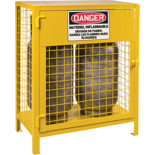 Gas Cylinder Cabinets, 2 Cylinder Capacity, 30" W x 17" D x 37" H, Yellow - Image 2