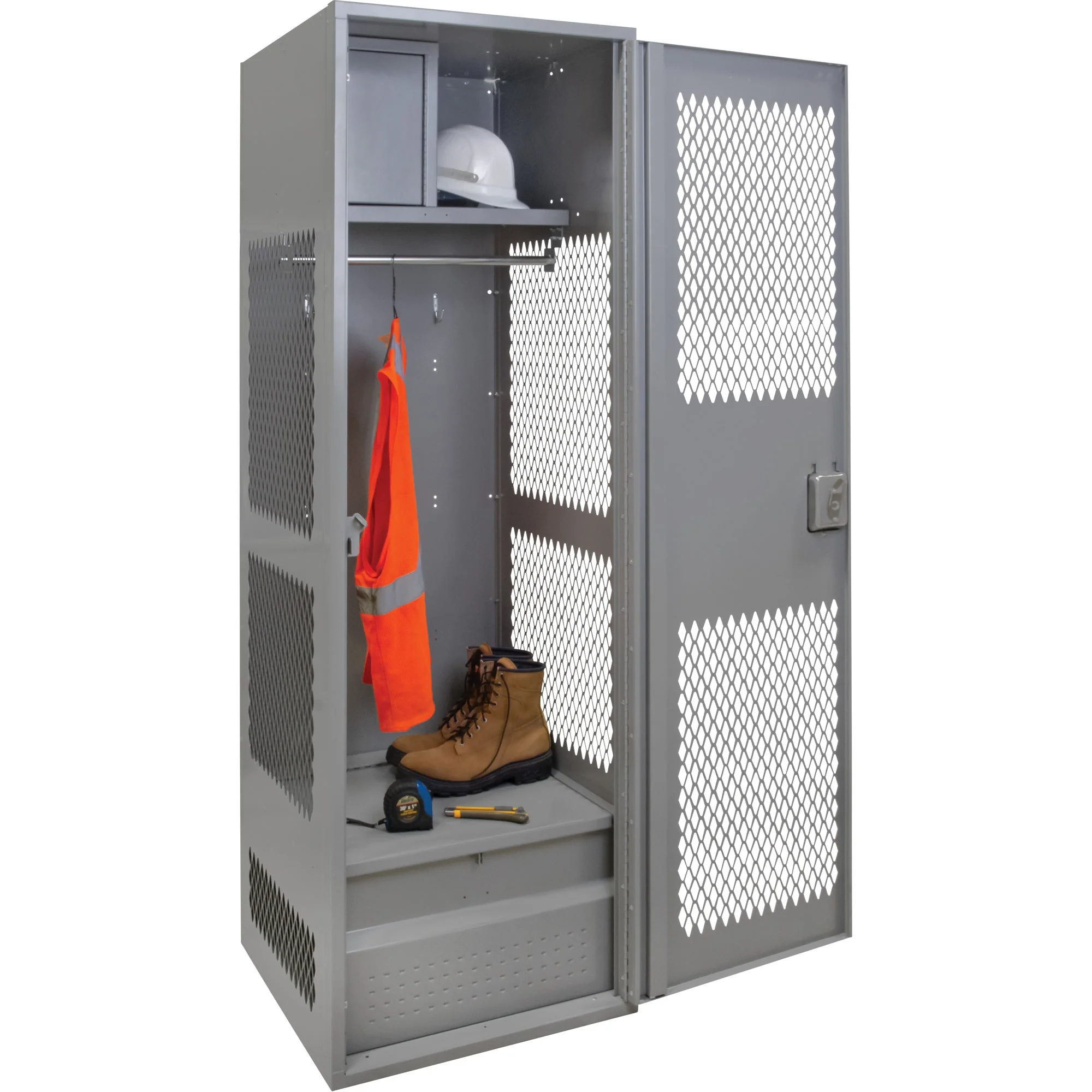 Gear Locker with Door, Steel, 24" W x 18" D x 72" H, Grey - Image 3