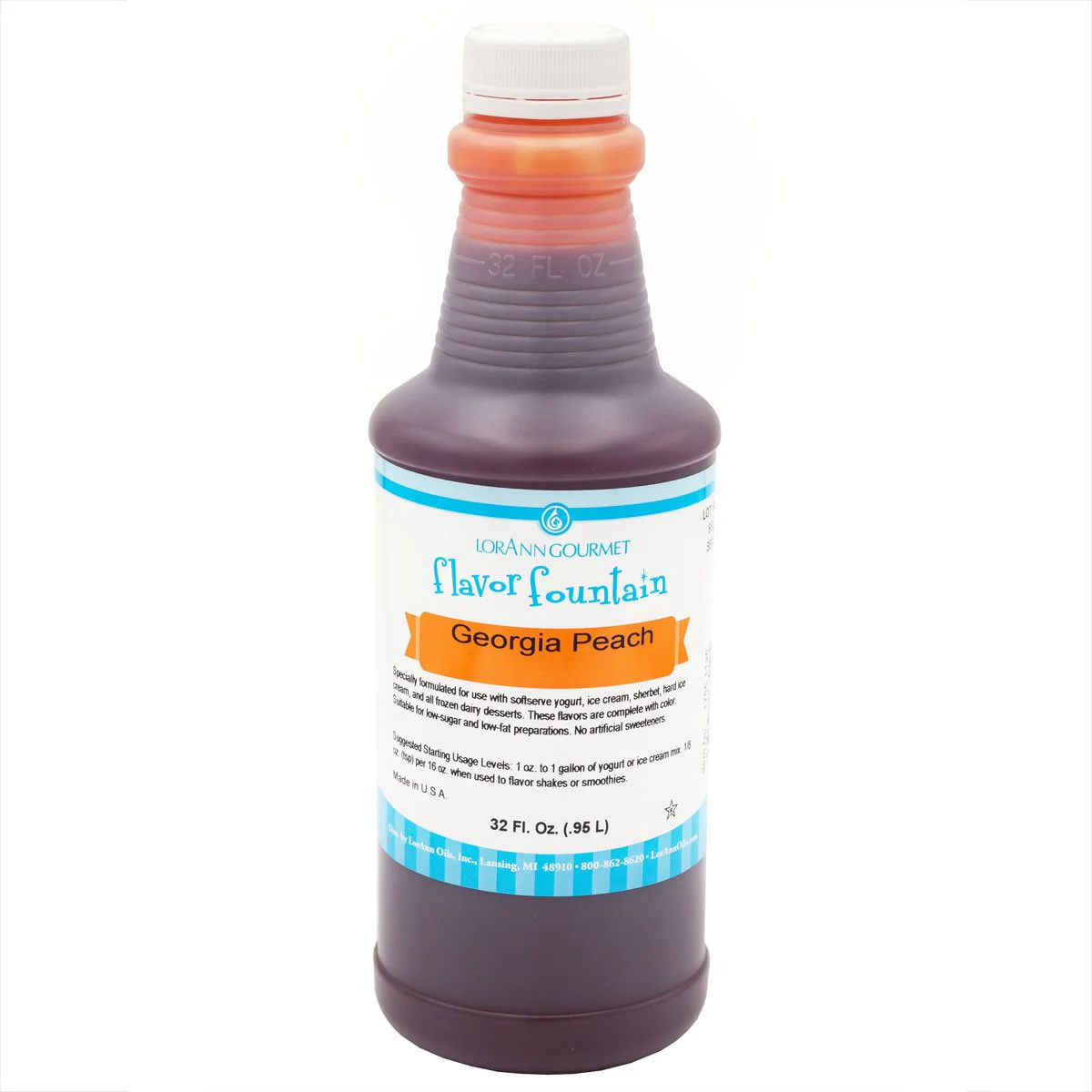 Georgia Peach Flavor Fountain - 4 oz. - 32 oz. - Ice Cream and Beverage Flavors - LorAnn Oils - Canadian Distribution - Ships Free Within Canada on Orders Above CAD $199 - Image 2