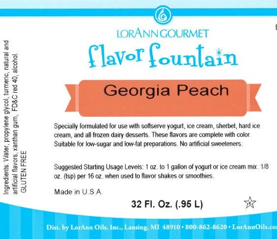 Georgia Peach Flavor Fountain - 4 oz. - 32 oz. - Ice Cream and Beverage Flavors - LorAnn Oils - Canadian Distribution - Ships Free Within Canada on Orders Above CAD $199 - Image 3