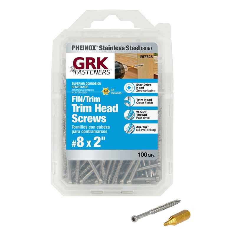 GRK Fasteners No. 8 x 2 in. L Star Trim Head Stainless Steel Construction Screws 100 pk