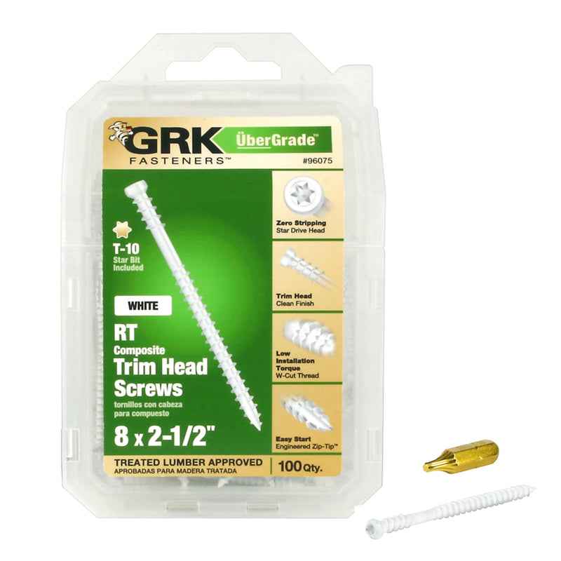 GRK Fasteners UberGrade No. 8 x 2-1/2 in. L Star Trim Head Steel Construction Screws 100 pk