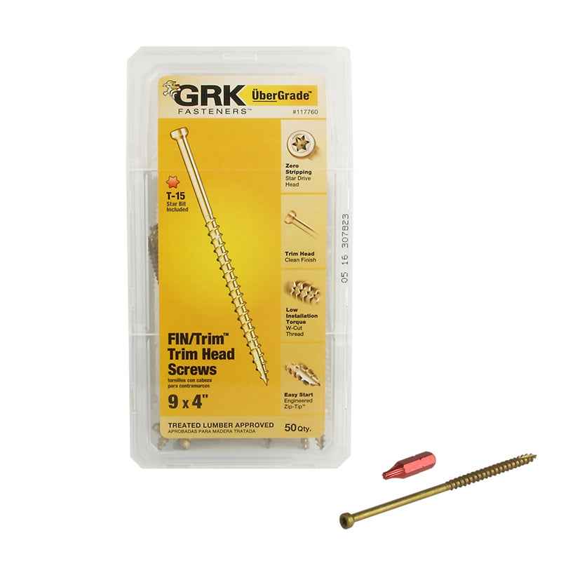 GRK Fasteners UberGrade No. 9 x 4 in. L Star Trim Head Steel Construction Screws 50 pk