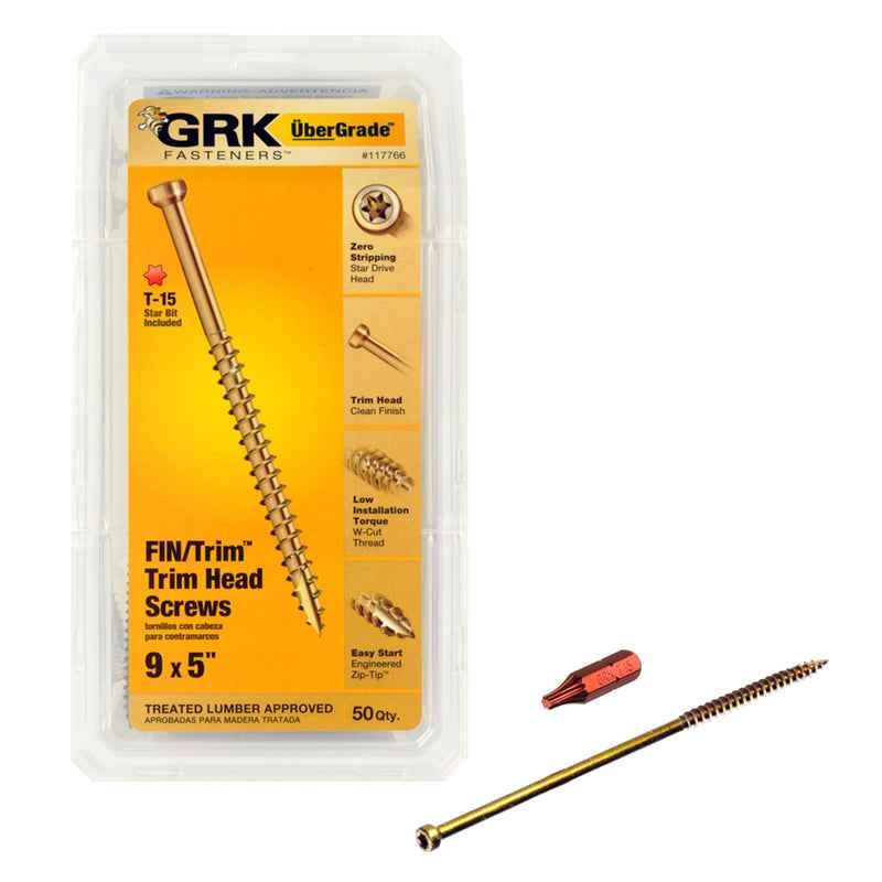 GRK Fasteners UberGrade No. 9 x 5 in. L Star Trim Head Steel Construction Screws 50 pk