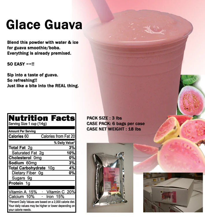 Guava 4 in 1 Mix for Bubble Tea, Smoothies, Lattes and Frappes, 3 lbs. Bag (Case 6 x 3 lbs. Bags) - Ships Free Within Canada on Orders Above CAD $199 - Image 2