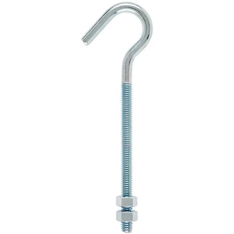 Hampton Medium Zinc-Plated Silver Steel 6 in. L Clothesline Bolt Hook 160 lb. 1 pk (Pack of 10) - Image 2