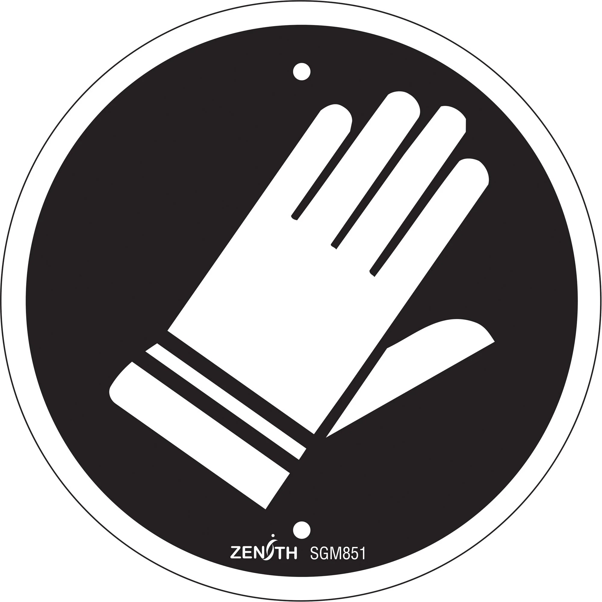 Hand Protection Required CSA Standard Safety Sign, 6" x 6", Plastic, Pictogram