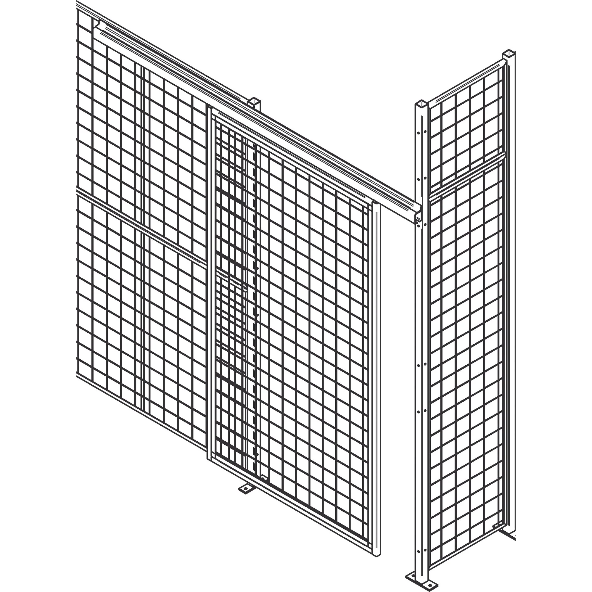 Heavy-Duty Wire Mesh Partition Sliding Door, 8' W x 8' H