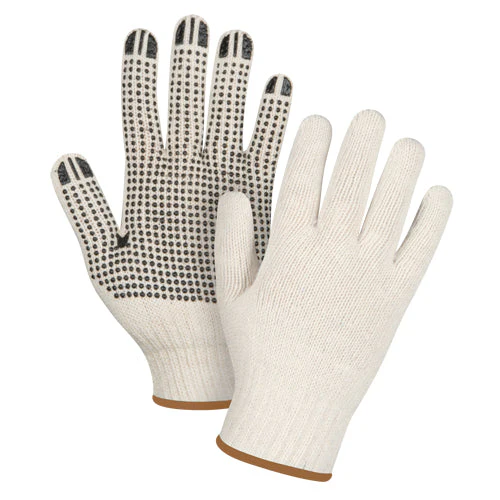 Heavyweight Dotted String Knit Gloves, Poly/Cotton, Single Sided, 7 Gauge, Large - Image 2