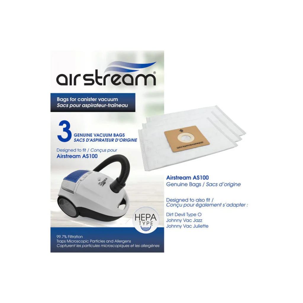 HEPA replacement bags for the Airstream AS100 canister vacuum (3) TDSACAIR100