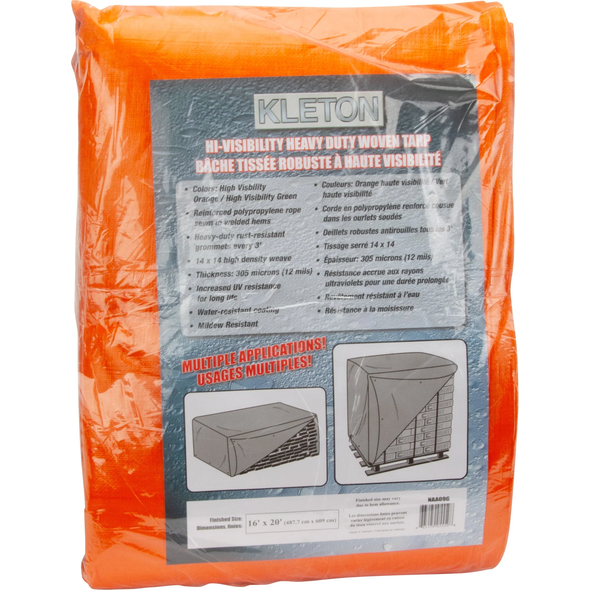 High-Visibility Heavy-Duty Woven Tarp, Polyethylene, Green/Orange, 16' x 20' x 12 mils - Image 2