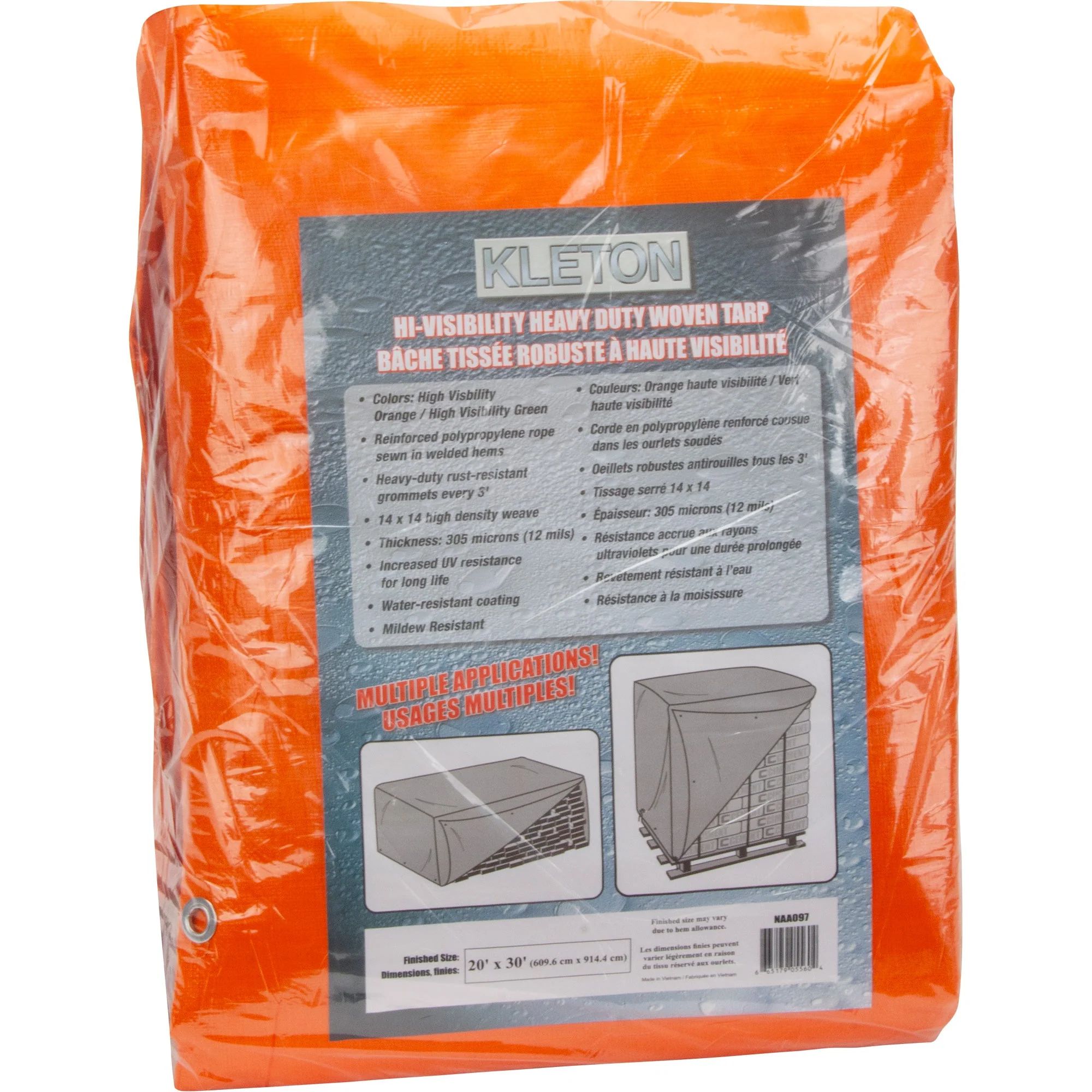 High-Visibility Heavy-Duty Woven Tarp, Polyethylene, Green/Orange, 20' x 30' x 12 mils - Image 2
