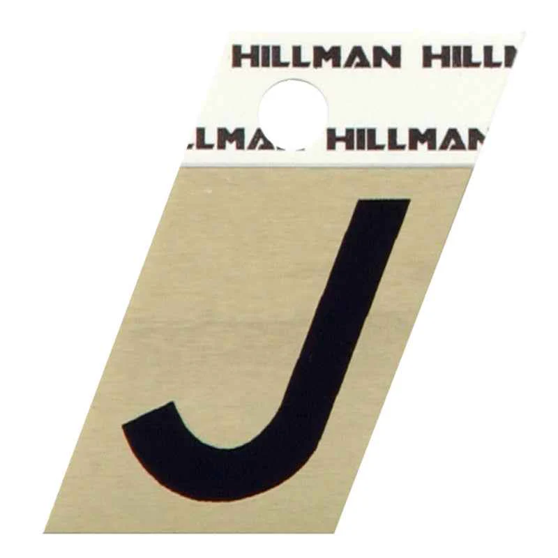 Hillman 1.5 in. Reflective Black Metal Self-Adhesive Letter J 1 pc (Pack of 6) - Image 2