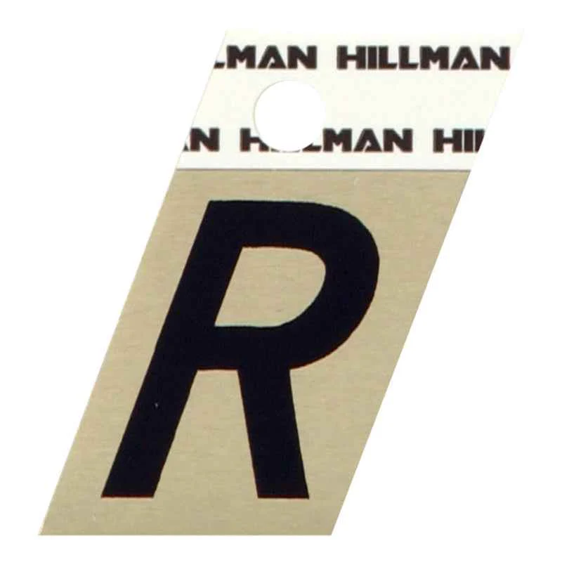 Hillman 1.5 in. Reflective Black Metal Self-Adhesive Letter R 1 pc (Pack of 6) - Image 2